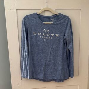 Duluth Trading Co Kids Heather Blue Long Sleeve Tee